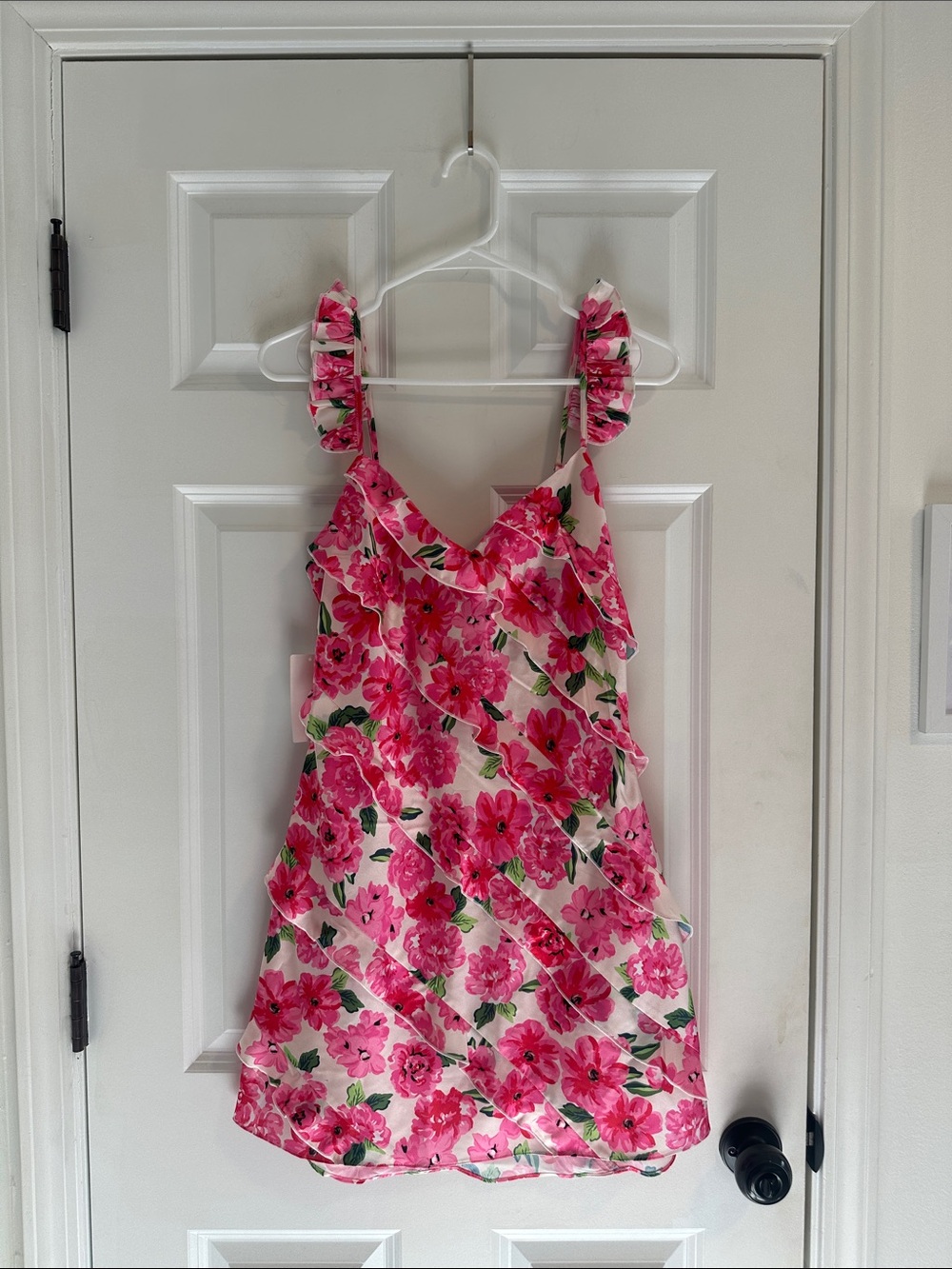 NWT Show Me Your MuMu Rosa Ruffle Mini Dress in Pink Floral size S - Picture 4 of 13